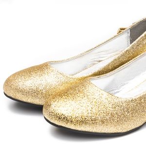 Toddler, Little and Big Girl Mary Jane Dress Shoe Rhinestones - Gold Glitter